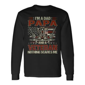 Im A Dad Papa And Veteran Fathers Day Long Sleeve T-Shirt T-Shirt | Mazezy UK