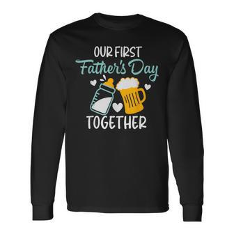 Dad And Son Our First Fathers Day Together 2023 Baby Long Sleeve T-Shirt - Seseable