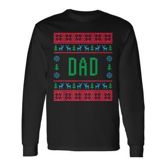 Dad Ugly Christmas Sweater Pjs Matching Family Pajamas Long Sleeve T-Shirt - Monsterry AU