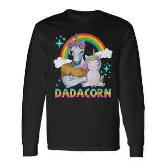 Dadacorn Unicorn Muscle Dad & Baby Fathers Day Long Sleeve T-Shirt | Mazezy