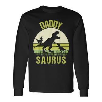 Daddy Dinosaur Daddysaurus 2 Two Fathers Day Long Sleeve T-Shirt T-Shirt | Mazezy