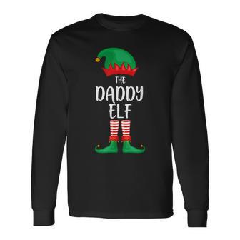 Daddy Elf Christmas Party Matching Family Group Pajama Long Sleeve T-Shirt - Monsterry DE