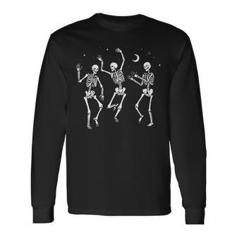Dancing Skeletons Halloween Happy Dance Skeletons Long Long Sleeve T-Shirt - Monsterry AU