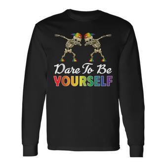 Dare To Be Yourself Cute Lgbt Gay Pride Long Sleeve T-Shirt | Mazezy