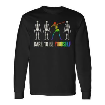 Dare To Be Yourself Lgbt Pride Lgbtq Long Sleeve T-Shirt | Mazezy