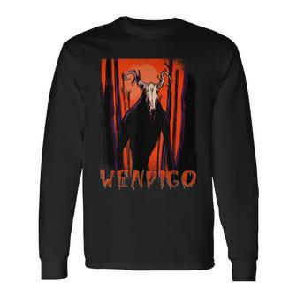 Dark Wendigo Spirit Of The Horror Forest Halloween Ghost Halloween Ghost Long Sleeve T-Shirt | Mazezy