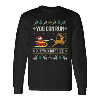 Deer Hunting Santa Claus Hunter Hunt Ugly Christmas Sweater Long Sleeve T-Shirt | Mazezy