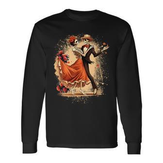 Dia De Los Muertos Skeletons Dancing Mexican Day Of The Dead Long Sleeve T-Shirt - Monsterry AU