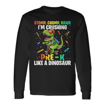 Dinosaur Pre-K Back To School First Day Of School Boys Long Sleeve - Seseable