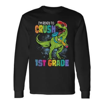 Dinosaur Back To School Ready To Crush 1St Grade Dinosaur Long Sleeve T-Shirt T-Shirt | Mazezy