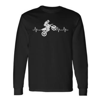 Dirt Bike Heartbeat Motorcycle Rider Motocross Offroad Ride Long Sleeve T-Shirt T-Shirt | Mazezy