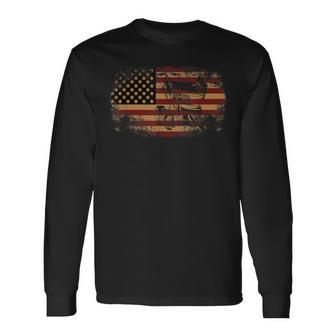 Dirt Track Racing Sprint Car Vintage Usa American Flag Racing Long Sleeve T-Shirt T-Shirt | Mazezy