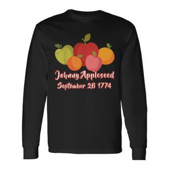 Distressed Johnny Appleseed Apple Picking Orchard Farming Long Sleeve T-Shirt | Mazezy