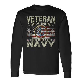 Distressed Veteran Us Navy Anchor With Rope Long Sleeve T-Shirt T-Shirt | Mazezy
