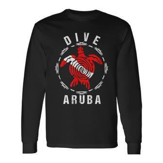 Dive Aruba Vintage Tribal Turtle Long Sleeve T-Shirt | Mazezy DE