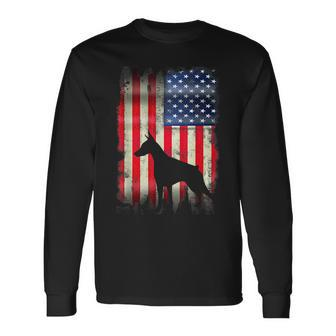 Doberman Dog Usa American Flag 4Th Of July Patriotic Long Sleeve T-Shirt T-Shirt | Mazezy