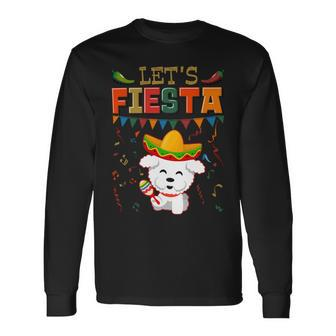 Dog Bichon Frise Mexican Cinco De Mayo Fiesta Lets Fiesta Bichon Frise 3 Long Sleeve T-Shirt - Monsterry UK