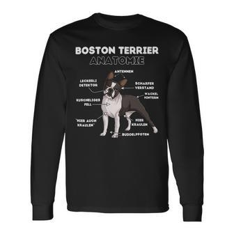 Dog Boston Terrier Anatomy Long Sleeve T-Shirt - Monsterry