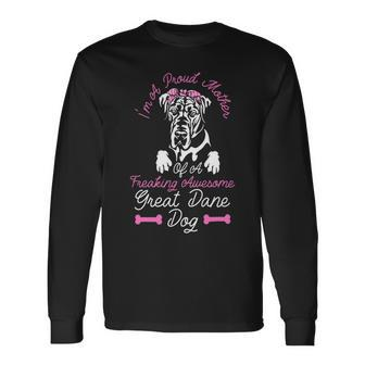 Dog Breed Mom Dog Owner Great Dane Mom Long Sleeve T-Shirt - Monsterry
