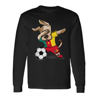 Dog Dabbing Soccer Cameroon Jersey Cameroonian Long Sleeve T-Shirt | Mazezy