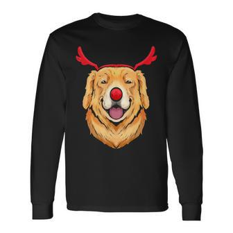 Dog Lover Golden Retriever Dressed As Rudolph On Christmas Long Sleeve T-Shirt - Monsterry CA