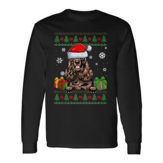 Dog Lovers Cocker Spaniel Santa Hat Ugly Christmas Sweater Long Sleeve T-Shirt - Monsterry DE