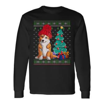 Dog Lovers Cute Welsh Corgi Santa Hat Ugly Christmas Sweater Long Sleeve T-Shirt - Monsterry