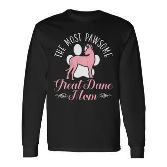 Dog Mom Dog Breed Animal Great Dane Mom Long Sleeve T-Shirt - Monsterry UK