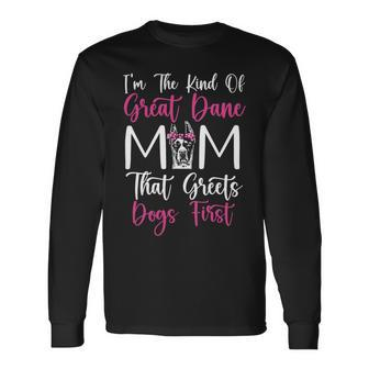 Dog Owner Mom Dog Breed Great Dane Mom Long Sleeve T-Shirt - Monsterry