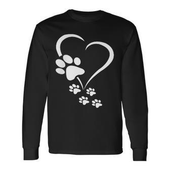 Dog Paw Heart Dog Paws Hearts Dog Paw Dog Owner Long Sleeve T-Shirt - Monsterry
