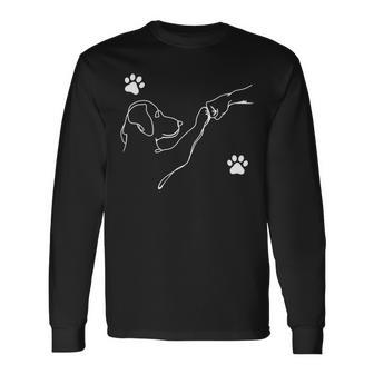 Dog And People Punch Hand Dog Friendship Fist Bump Dog's Paw Long Sleeve - Monsterry