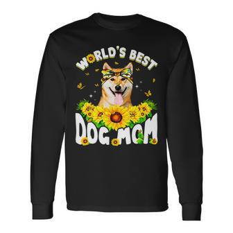 Dog Shiba Inu Worlds Best Shiba Inu Dog Mom Long Sleeve T-Shirt - Monsterry