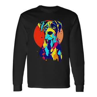 Dogbreed Great Dane Pop Art Colorful Long Sleeve T-Shirt - Monsterry AU