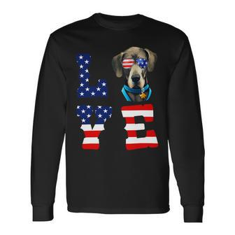 Dogs Great Dane Love Dog American Flag 4Th Of July Usa Long Sleeve T-Shirt - Monsterry