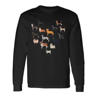 Dogs Make A Heart Golden Retriever Corgi Long Sleeve T-Shirt - Monsterry DE