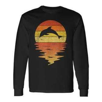 Dolphin 70S Vintage Retro Sunset Dolphin Zookeeper Long Sleeve T-Shirt | Mazezy