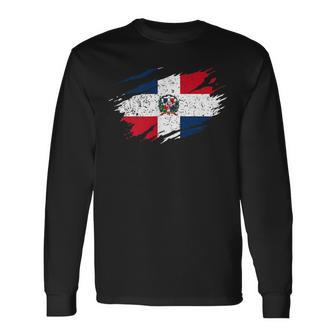 Dominican Flag Vintage Dominican Republic Pride Roots Long Sleeve T-Shirt T-Shirt | Mazezy