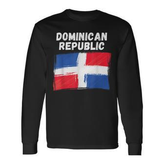 Dominican Republic Flag Vintage Grunge Dominican Flag Long Sleeve - Seseable