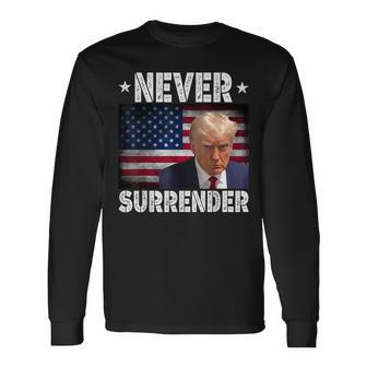 Donald Trump President Hot Never Surrender Usa Flag Long Sleeve T-Shirt | Mazezy
