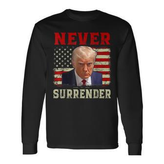 Donald Trump Never Surrender Shot August 24 2023 Long Sleeve - Monsterry AU