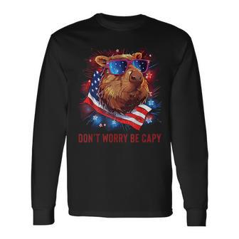 Dont Worry Be Capy Capybara Long Sleeve T-Shirt - Monsterry