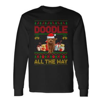 Doodle All The Way Ugly Santa Goldendoodle Dog Christmas Long Sleeve T-Shirt - Monsterry