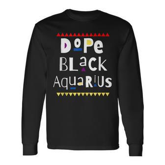 Dope Black Aquarius Long Sleeve T-Shirt | Mazezy