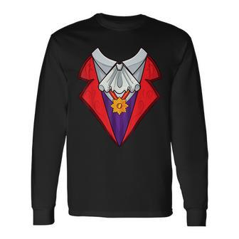 Dracula Vampire Halloween Costume Cosplay Tuxedo Retro Long Sleeve T-Shirt - Seseable