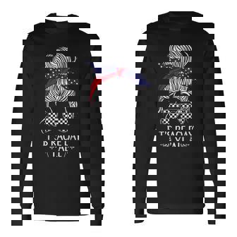 Drag Racing Race Car Girl Sunglasses Flag Its Race Day Racing Long Sleeve T-Shirt T-Shirt | Mazezy