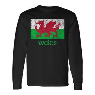 Dragon Of Wales Flag Welsh Cymru Flags Medieval Welsh Rugby Long Sleeve T-Shirt | Mazezy