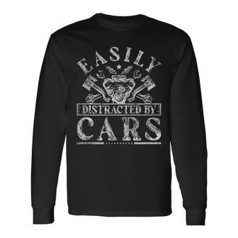 Easily Distracted By Cars Auto Mechanic Mechanic Long Sleeve T-Shirt T-Shirt | Mazezy
