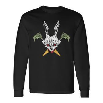Easter Jolly Bunny Skull Horror Carrot Crossbones Easter Long Sleeve T-Shirt | Mazezy