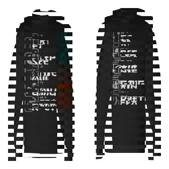 Eat Sleep Anime Gaming Repeat Otaku Gamer Long Sleeve T-Shirt - Seseable