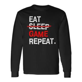 Eat Sleep Game Repeat Board Video Gamer Long Sleeve T-Shirt | Mazezy
